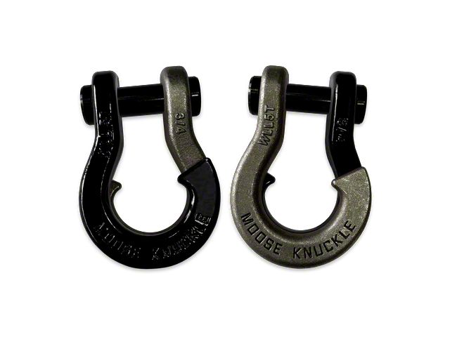 Moose Knuckle Offroad Jowl Split Recovery Shackle 3/4 Combo; Black Hole and Raw Dog