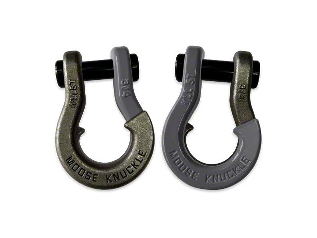 Moose Knuckle Offroad Jowl Split Recovery Shackle 3/4 Combo; Raw Dog and Gun Gray