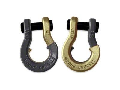 Moose Knuckle Offroad Jowl Split Recovery Shackle 3/4 Combo; Gun Gray and Brass Knuckle