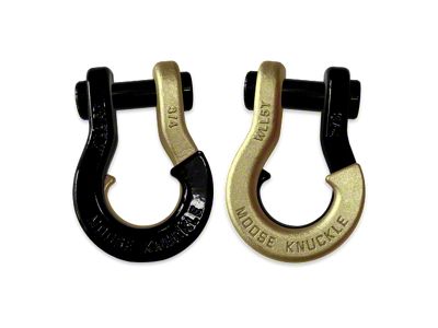 Moose Knuckle Offroad Jowl Split Recovery Shackle Combo; Black Hole and Brass Knuckle