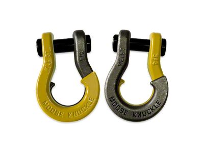 Moose Knuckle Offroad Jowl Split Recovery Shackle 3/4 Combo; Detonator Yellow and Raw Dog