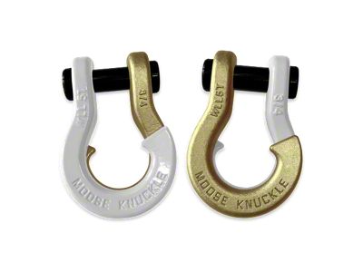 Moose Knuckle Offroad Jowl Split Recovery Shackle 3/4 Combo; Pure White and Brass Knuckle