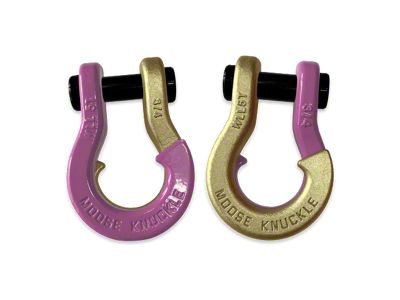 Moose Knuckle Offroad Jowl Split Recovery Shackle 3/4 Combo; Pretty Pink and Brass Knuckle