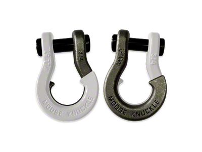 Moose Knuckle Offroad Jowl Split Recovery Shackle 3/4 Combo; Pure White and Raw Dog