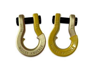 Moose Knuckle Offroad Jowl Split Recovery Shackle Combo; Brass Knuckle and Detonator Yellow