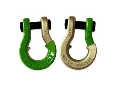Moose Knuckle Offroad Jowl Split Recovery Shackle Combo; Sublime Green and Brass Knuckle