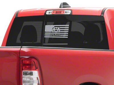 Mopar Licensed by SEC10 Large RAM Head Flag Decal with Logo; Silver (Universal; Some Adaptation May Be Required)