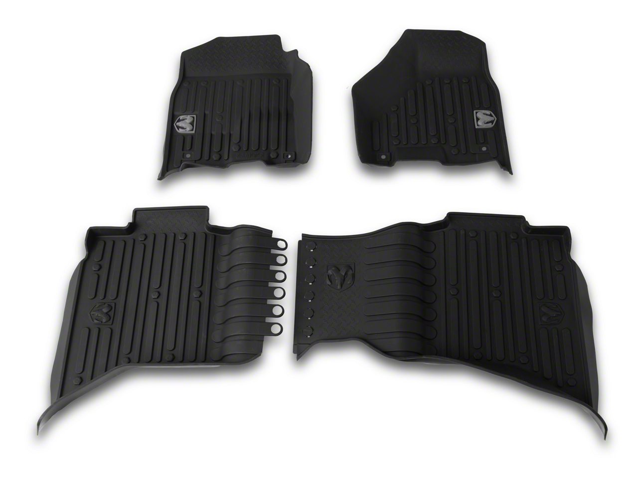 Mopar RAM 1500 All-Weather Front and Rear Floor Mats; Black