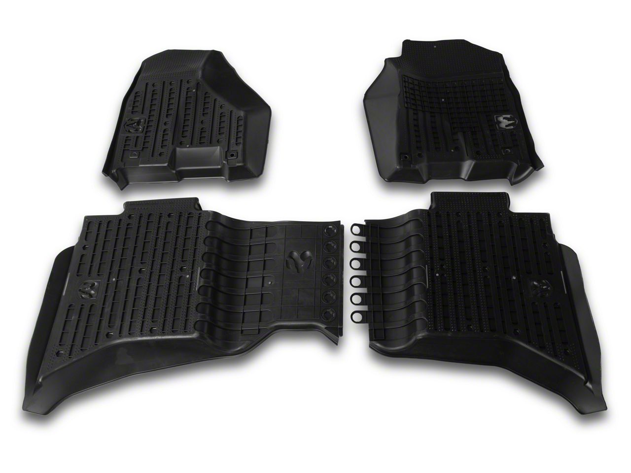 Mopar RAM 1500 All-Weather Front and Rear Floor Mats; Black