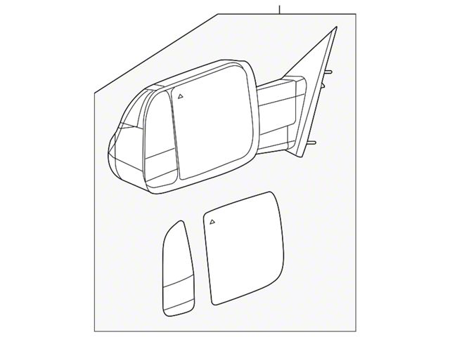 Mopar Door Mirror Set; Right; With Towing Package and Memory; Without Blind Spot Detection; Power-Folding; Right; Textured Black (19-24 RAM 1500)