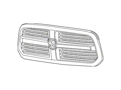 Mopar Horizontal Upper Replacement Grille; Chrome (13-18 RAM 1500, Excluding Rebel)