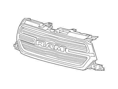Mopar Upper Replacement Grille; Chrome (19-24 RAM 1500 Big Horn, Laramie)