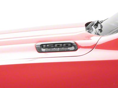 Mopar HEMI 5.7L Hood Emblem; Driver Side; Black (19-25 RAM 1500, Excluding RHO & TRX)