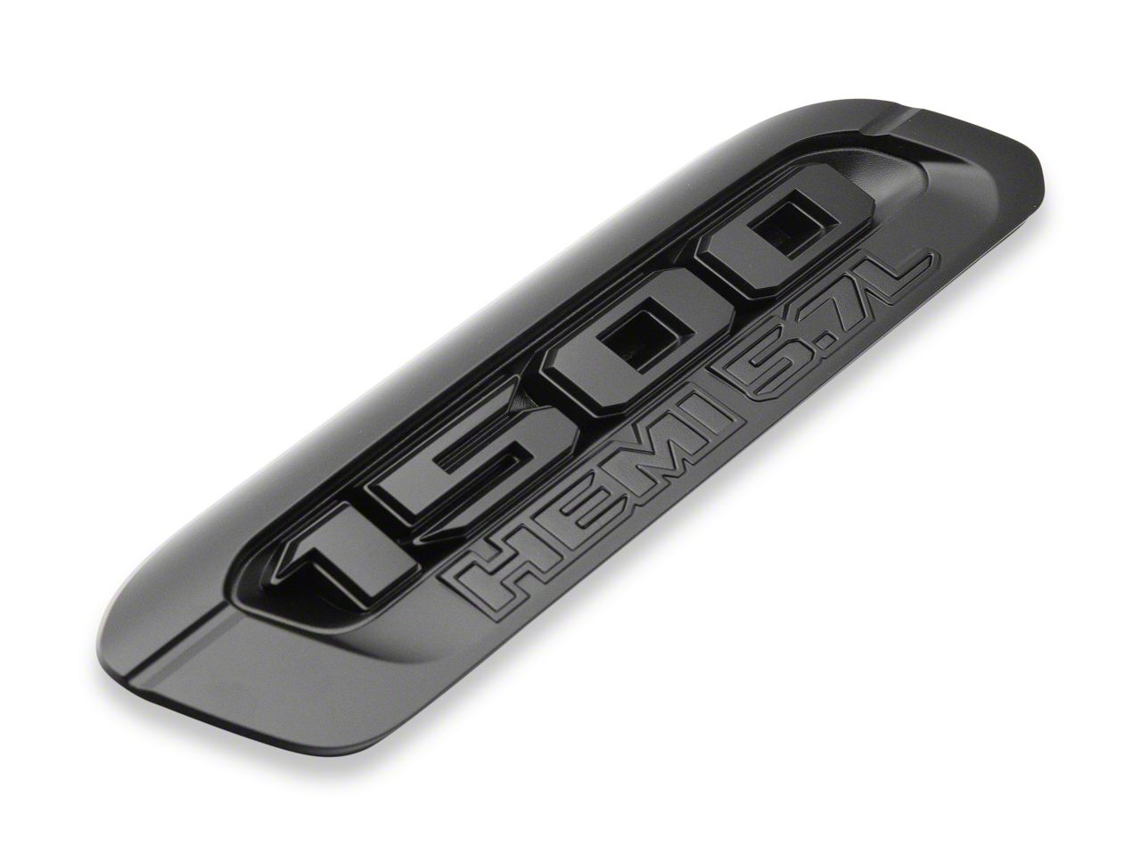 Mopar RAM 1500 HEMI 5.7L Hood Emblem; Driver Side; Black