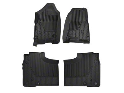Mopar Slush All-Weather Front and Rear Floor Mats with RAM Head Logo; Black (19-24 RAM 1500 Quad Cab)