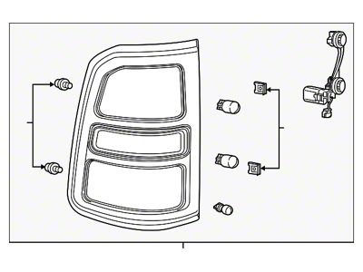 Mopar Factory Replacement Halogen Tail Light; Black Housing; Red Lens; Driver Side (19-24 RAM 1500 w/ Factory Halogen Tail Lights)