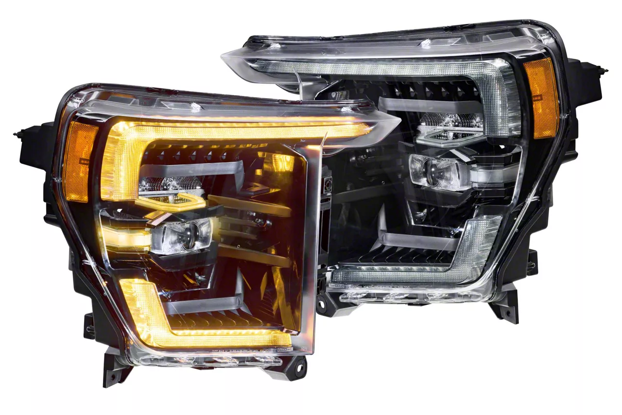Morimoto XB LED Headlights with Amber DRL; Black Housing; Clear Lens (21-23 F-150 w/ Factory Halogen Headlights)
