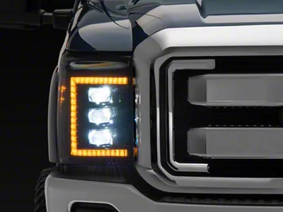 Morimoto XB LED Headlights with Amber DRL; Black Housing; Clear Lens (11-16 F-250 Super Duty)