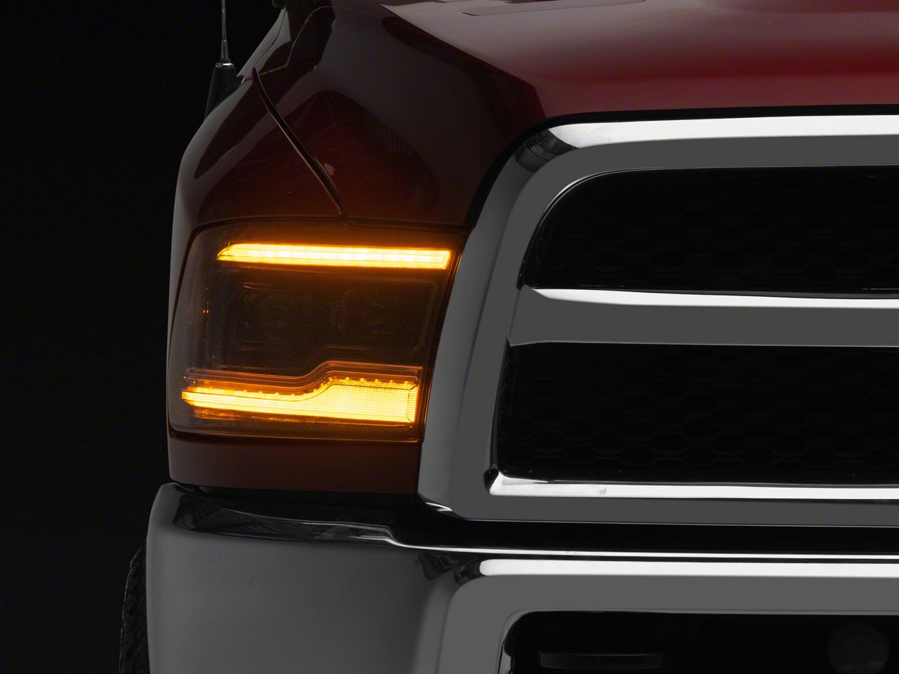 FREEMOTOR802 Matte Black Grille W/ Amber DRL Lights For 2010-2018 Dodge Ram 2500 3500