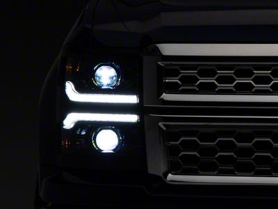 Morimoto XB LED Headlights; Black Housing; Clear Lens (14-15 Silverado 1500 w/o OEM LED Turn Signals)