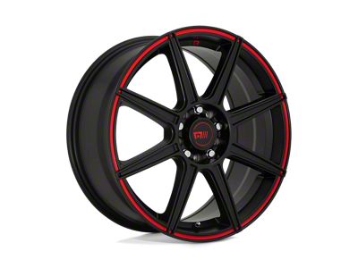 Motegi CS8 Satin Black with Red Stripe 5-Lug Wheel; 18x8; 35mm Offset (87-90 Dakota)