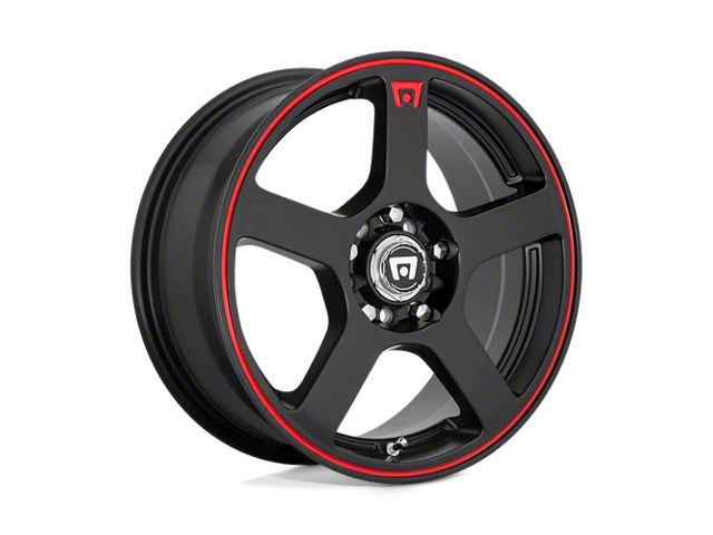 Motegi FS5 Matte Black with Red Racing Stripe 5-Lug Wheel; 15x6.5; 40mm Offset (87-90 Dakota)