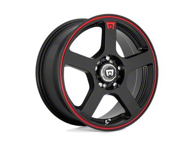 Motegi FS5 Matte Black with Red Racing Stripe 5-Lug Wheel; 16x7; 40mm Offset (87-90 Dakota)