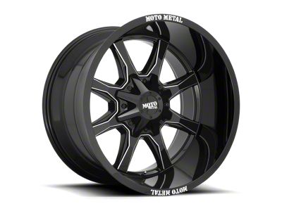 Moto Metal MO970 Gloss Black Milled 8-Lug Wheel; 20x12; -44mm Offset (01-06 Silverado 2500 HD)