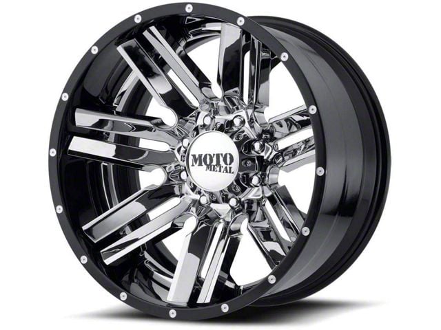 Moto Metal MO202 Chrome Center with Gloss Black Milled Lip 5-Lug Wheel; 20x12; -44mm Offset (02-08 RAM 1500, Excluding Mega Cab)