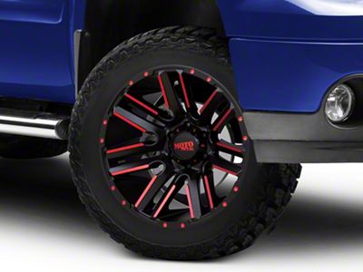 Moto Metal Razor Satin Black Machined Red Tint 6-Lug Wheel; 20x10; -24mm Offset (07-13 Sierra 1500)