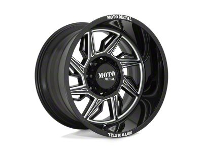 Moto Metal Hurricane Gloss Black Milled 8-Lug Wheel; Left Directional; 20x10; -18mm Offset (11-14 Sierra 2500 HD)