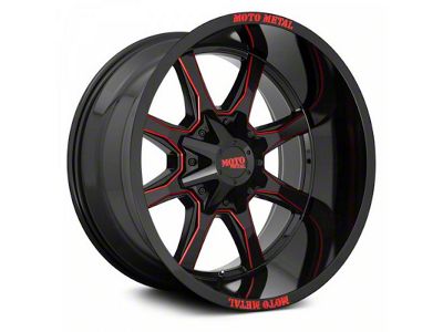 Moto Metal MO970 Gloss Black Milled with Red Tint 6-Lug Wheel; 20x10; -18mm Offset (07-14 Tahoe)
