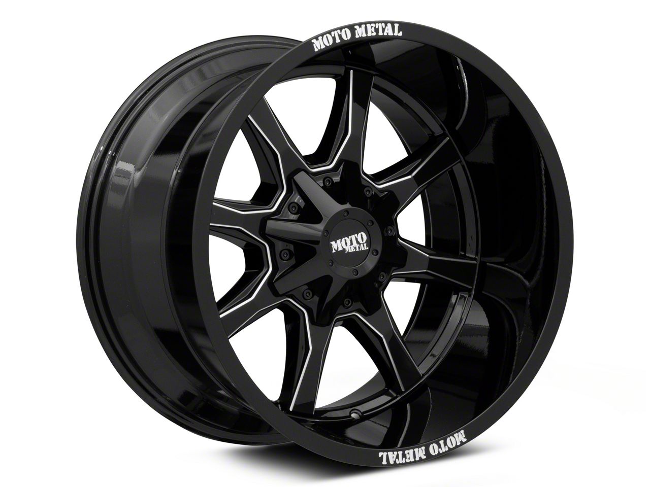 Moto Metal Yukon MO970 Gloss Black with Milled Spoke 6-Lug Wheel; 20x10 ...