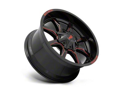 Moto Metal MO970 Gloss Black Milled with Red Tint and Moto Metal On Lip 5-Lug Wheel; 20x10; -18mm Offset (09-18 RAM 1500)