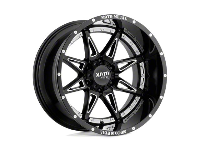 Moto Metal Hydra Gloss Black Milled 8-Lug Wheel; 17x9; -12mm Offset (10-18 RAM 3500 SRW)