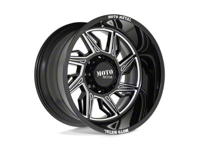 Moto Metal Hurricane Gloss Black Milled 8-Lug Wheel; Right Directional; 20x12; -44mm Offset (11-16 F-350 Super Duty SRW)