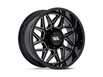Moto Metal Turbine Gloss Black Milled 8-Lug Wheel; 20x9; 20mm Offset (15-19 Sierra 3500 HD SRW)