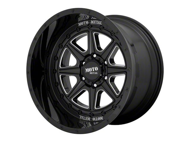 Moto Metal MO801 Phantom Gloss Black Milled 6-Lug Wheel; 22x12; -44mm Offset (15-20 Yukon)