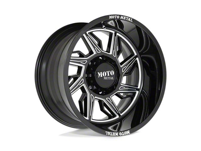 Moto Metal Hurricane Gloss Black Milled 8-Lug Wheel; Right Directional; 20x10; -18mm Offset (17-22 F-250 Super Duty)