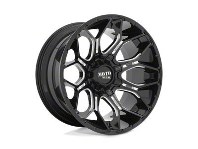 Moto Metal Sniper Gloss Black Milled 8-Lug Wheel; 20x9; 0mm Offset (17-22 F-250 Super Duty)