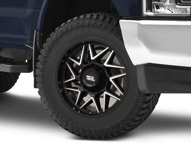 Moto Metal Turbine Gloss Black with Machined Face 8-Lug Wheel; 20x9; 20mm Offset (17-22 F-250 Super Duty)