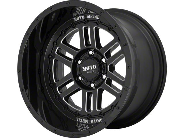 Moto Metal MO800 Deep Six Gloss Black Milled 6-Lug Wheel; 22x12; -44mm Offset (99-06 Silverado 1500)