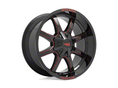 Moto Metal MO970 Gloss Black Milled with Red Tint and Moto Metal On Lip 5-Lug Wheel; 20x9; 0mm Offset (94-01 RAM 1500)