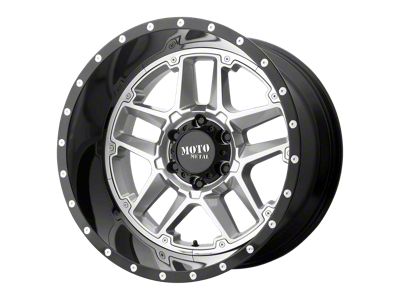 Moto Metal Sentry Gloss Silver Center with Gloss Black Lip 8-Lug Wheel; 20x12; -44mm Offset (99-07 F-250 Super Duty)