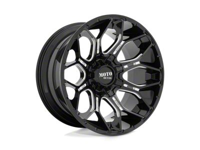 Moto Metal Sniper Gloss Black Milled 8-Lug Wheel; 20x9; 0mm Offset (99-07 F-350 Super Duty SRW)