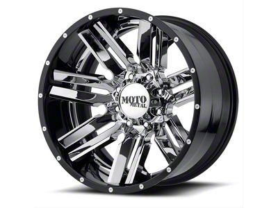 Moto Metal MO202 Chrome Center with Gloss Black Milled Lip 6-Lug Wheel; 20x10; -18mm Offset (99-06 Sierra 1500)
