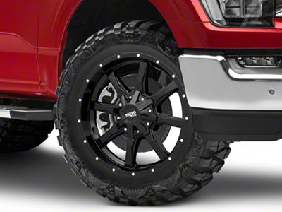 Moto Metal MO970 Gloss Black with Milled Lip 6-Lug Wheel; 20x10; -18mm Offset (21-25 F-150)
