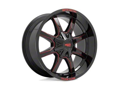 Moto Metal MO970 Gloss Black Milled with Red Tint and Moto Metal On Lip 8-Lug Wheel; 20x10; -18mm Offset (23-24 F-250 Super Duty)
