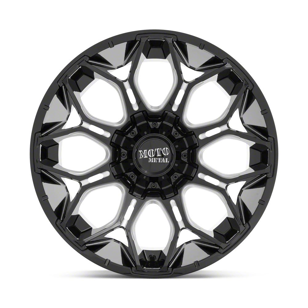 Moto Metal F-250 Super Duty Sniper Gloss Black Milled 8-Lug Wheel