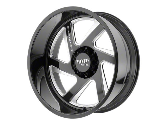 Moto Metal MO400 Gloss Black Milled 6-Lug Wheel; Driver Side; 22x14; -76mm Offset (14-18 Silverado 1500)